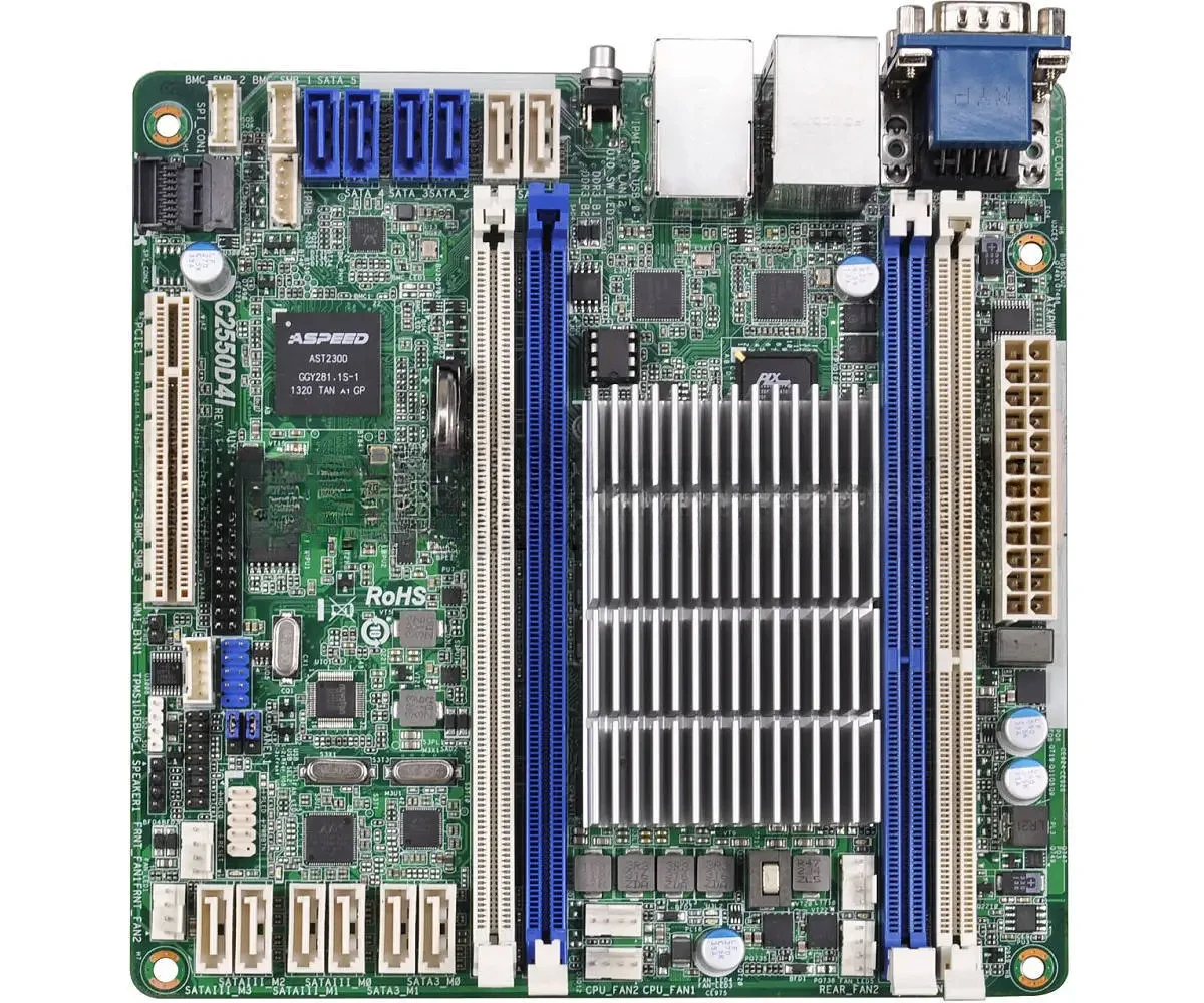 ASROCK C2550D4I 6.7x6.7inch 17x17cm mini itx board Intel built-in 4-Core CPU Atom Avoton server motherboard support  IPMI