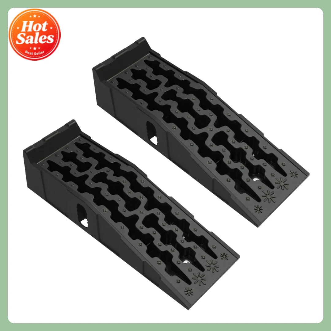 Bymaocar Lot de 2 rampes de service pour véhicules, capacité 5T, en plastique PP, surface antidérapante, robustes, pour voiture, camion, vidange d'huile, réparation, entretien des pneus, accès au dessous de caisse, solides, durables et stables