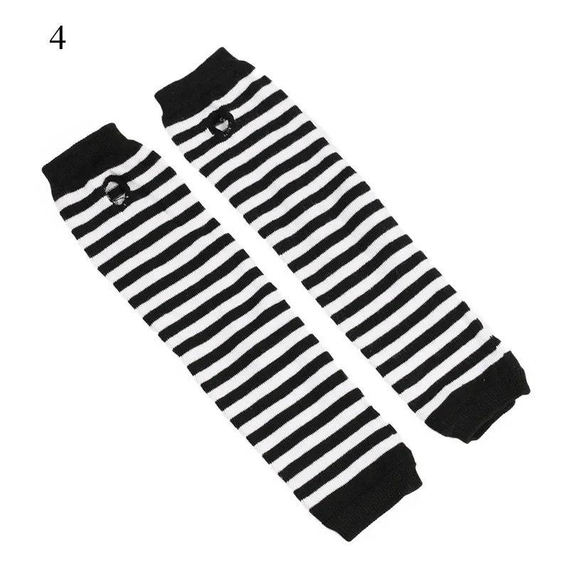 New Long Glove Arm Cover Classic Pink Black and White Striped Fingerless Elbow Gloves Warmer Knitted Wristband