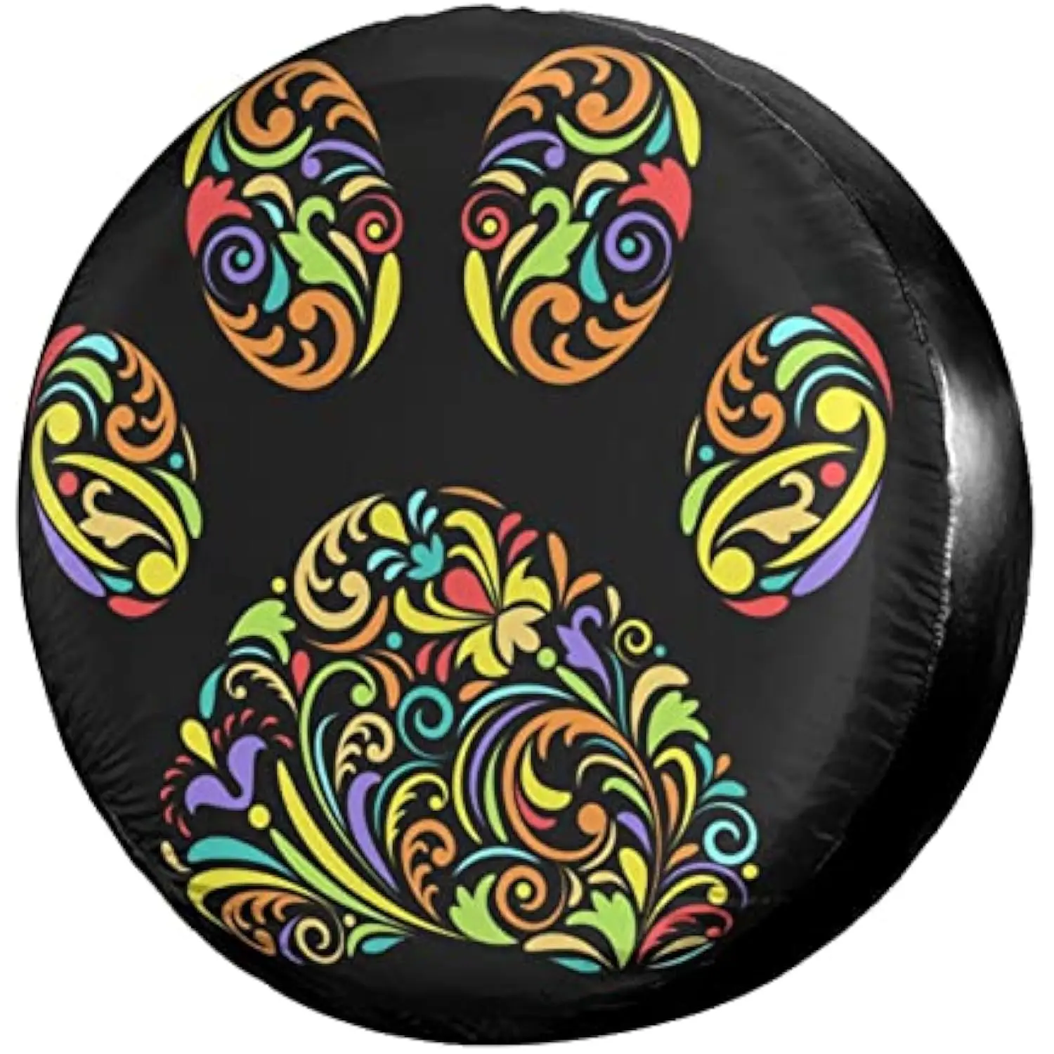 

Floral Paw Print Tire Cover Waterproof Sun Protector for SUV Truck RV Spare Wheel