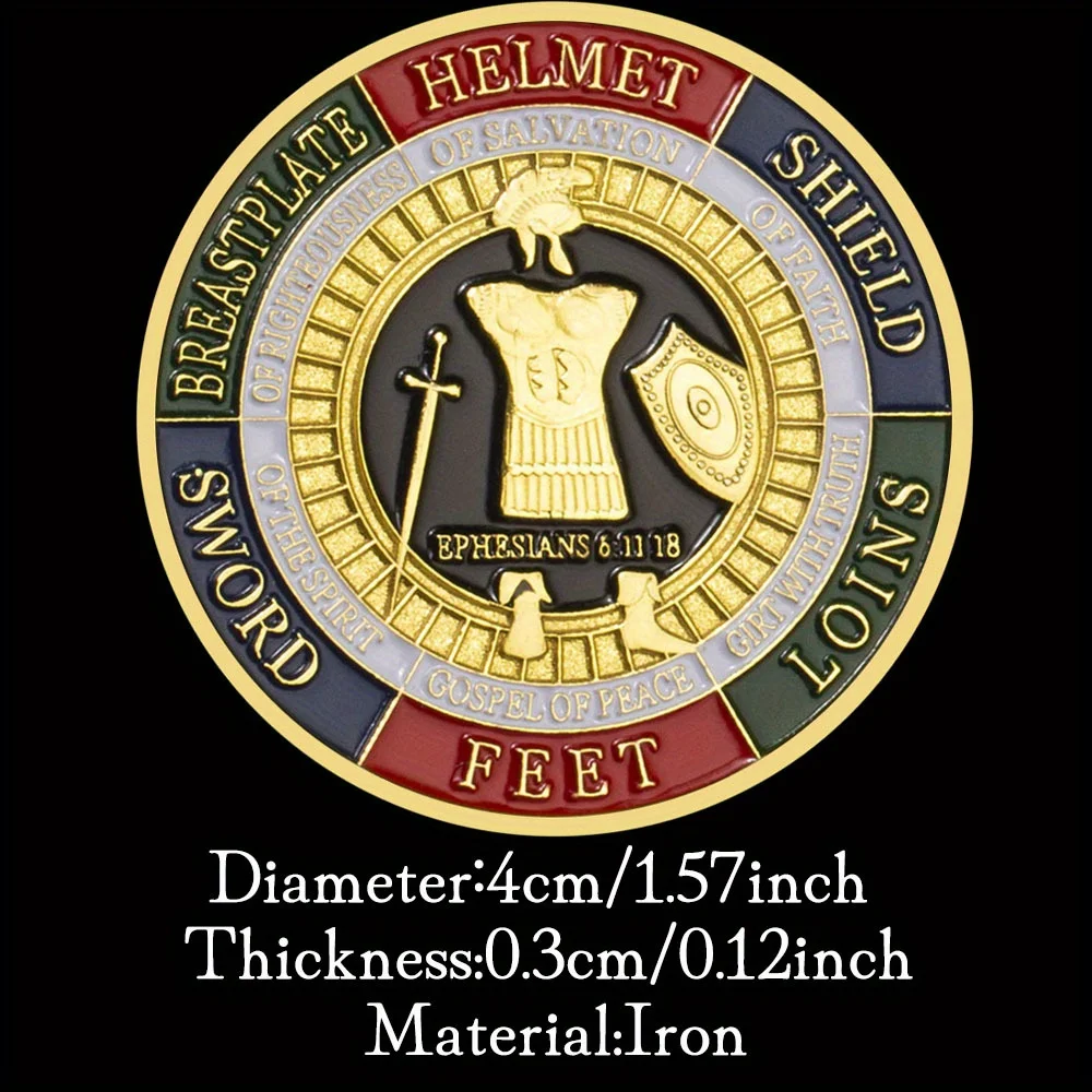 Christianity Souvenir Put on The Whole Armor of God Ephesians Coin Golden Plated Commemorative Coin Pray Always Collection