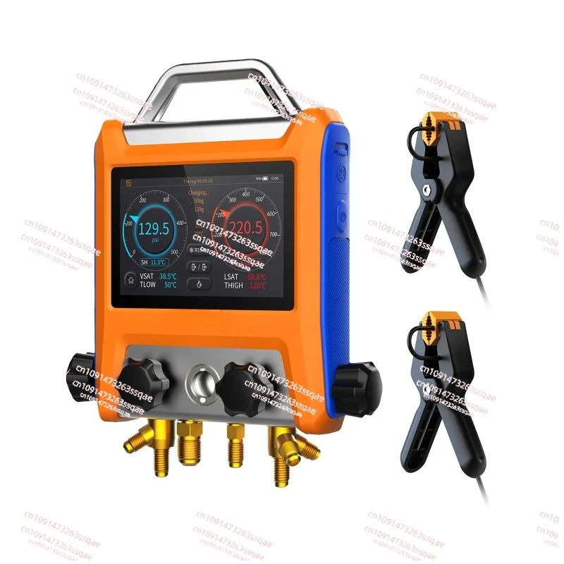 40V Intelligent 4 Valves Digital Manifold Kit with 5” Smart Touch Screen HVAC Gauge with Bluetooth