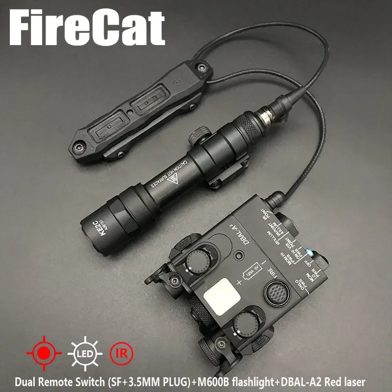 

DBAL-A2 Metal Set M600B Flashlight +Dual Control Pressure Switch Combo Red Green Laser Airsoft Tactical Hunting Weapon Light