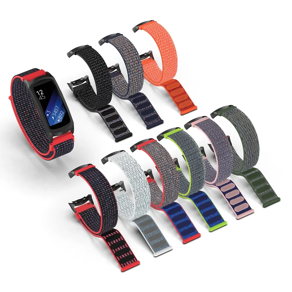 Nylon Loop Straps For Samsung Gear Fit2 R360 R365 Fit 2 Pro Smart Wristband Women Men Black Metal Connector Fit 2 Correa Watch