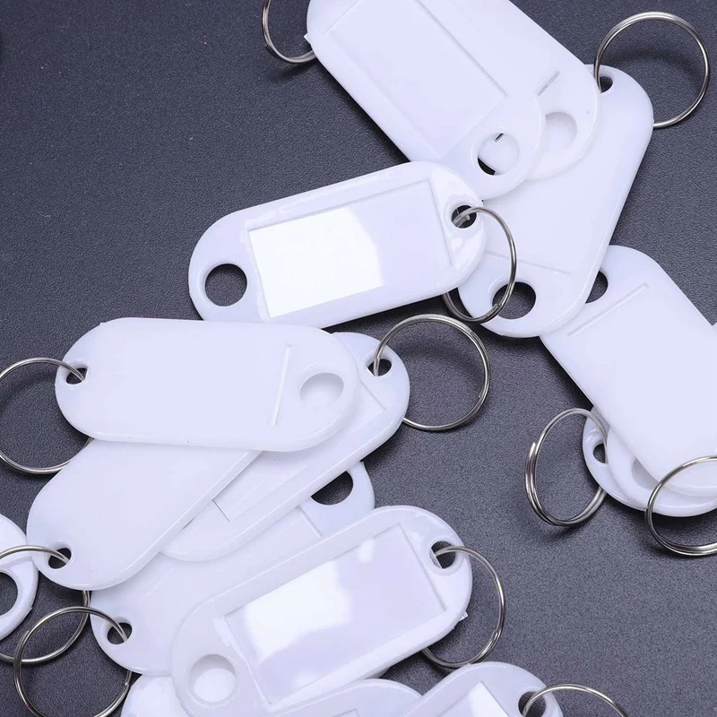 White Portable Plastic Key Fob Key Tag ID Labels 200 Pieces