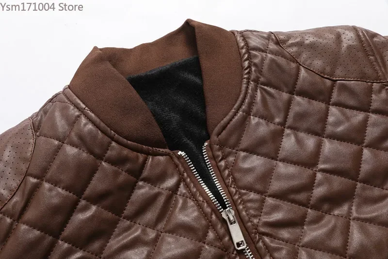 2024 Winter Men\'s Leather Jacket Korean Edition Fashion Standing Collar Slim Fit Baseball Jacket Street Motorcycle Leather Coats