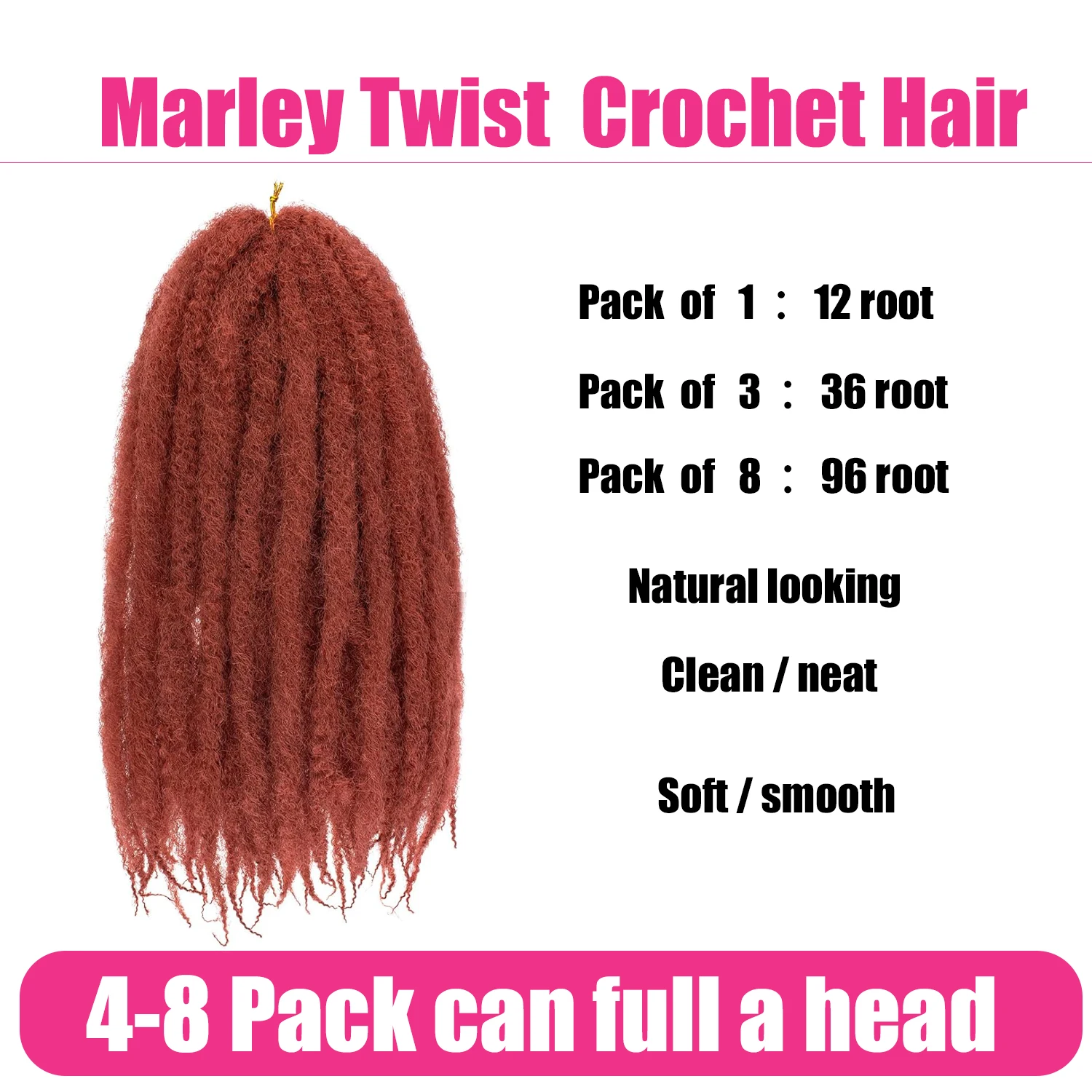 ผมถักเปีย Marley Twist 18 นิ้ว 1-8 แพ็ค – ผมบิดคิวบาปุยสําหรับการถักเปียดูเป็นธรรมชาติสังเคราะห์สปริงติดทนนาน