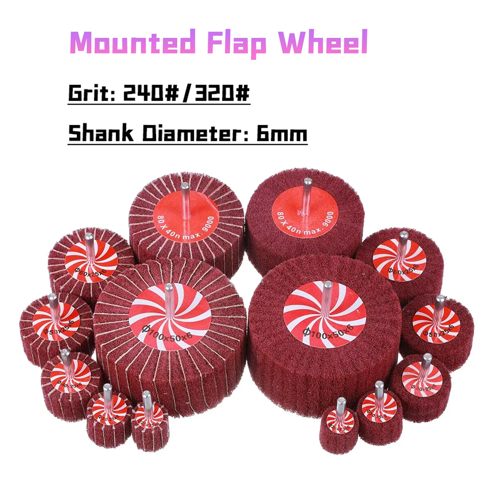 Mounted Flap Wheels Non-woven Flap Polishing Buffing Wheel Nylon Scouring Abrasive Disc 1/4