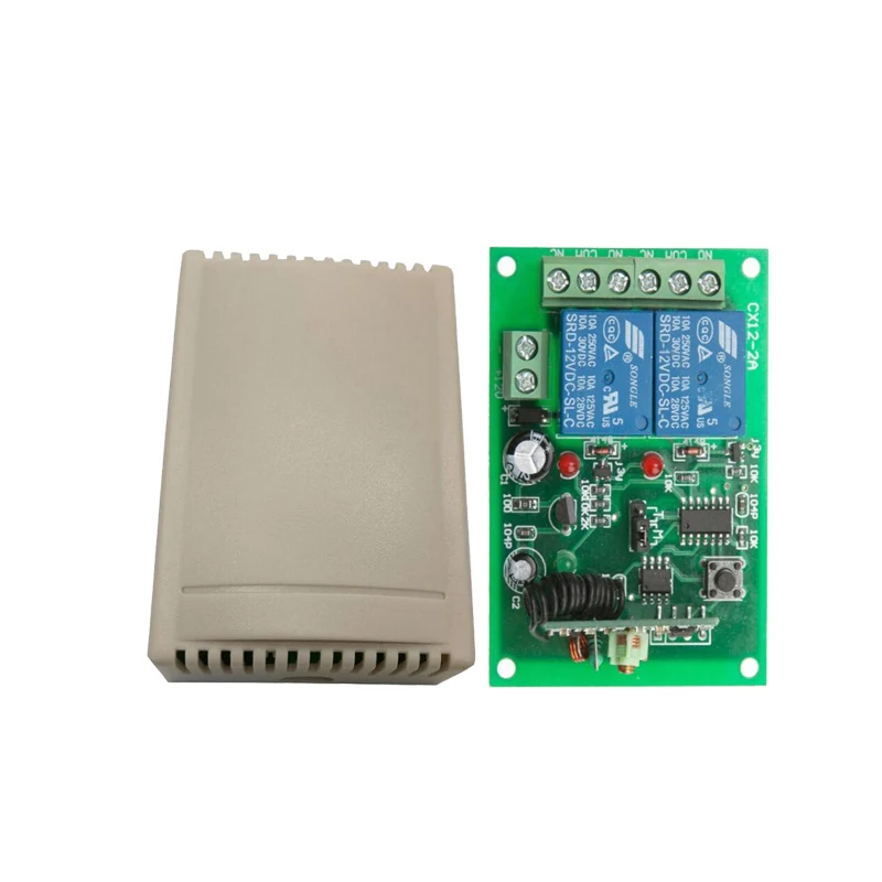 433Mhz Remote Control Switch for Light,Door, Garage Universal Remote DC 12V 24V 2CH Relay Receiver and Controller