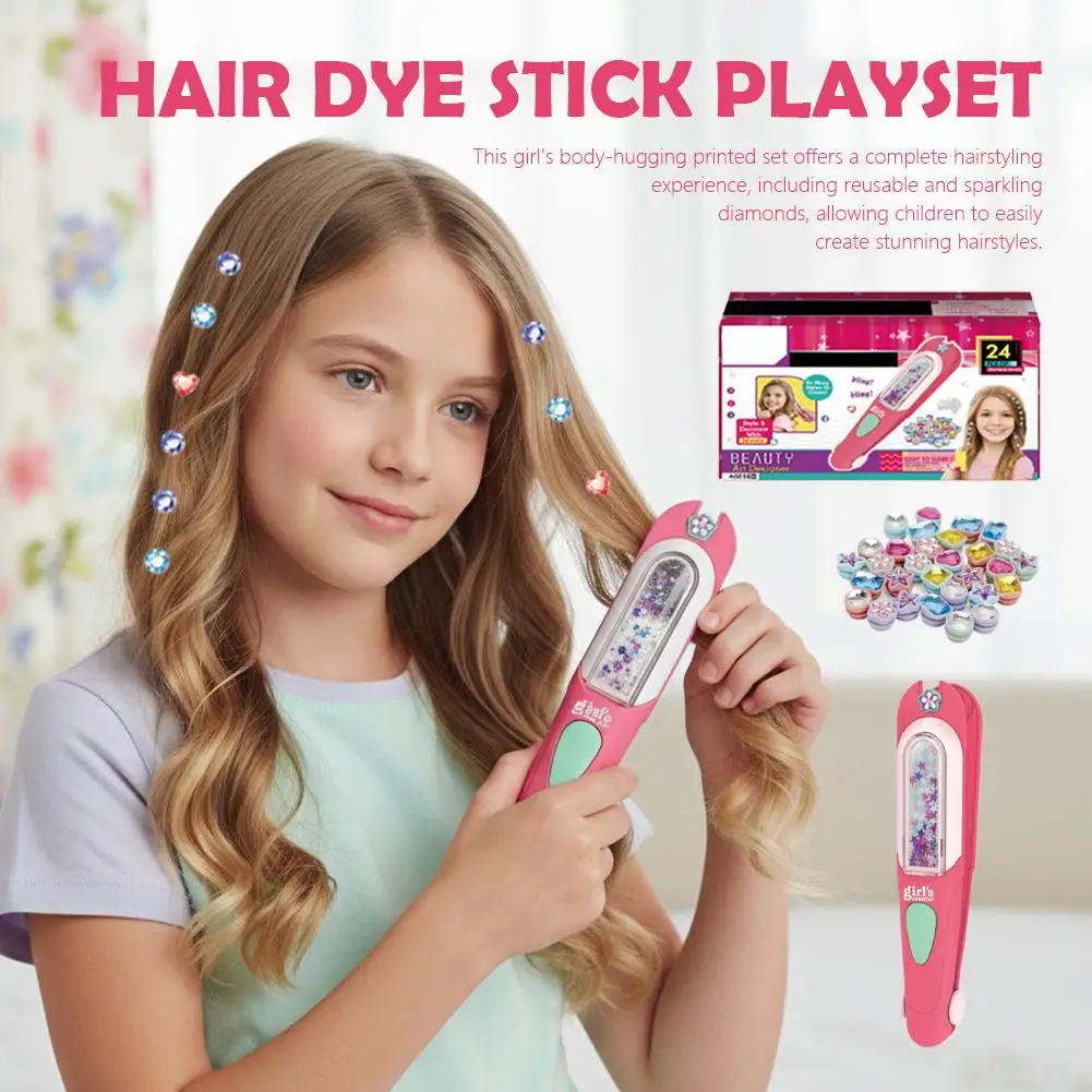 Набор штампов для волос, блестящие украшения для волос для девочек, игрушки, инструмент для укладки волос с многоразовыми блестящими бриллиантами, игрушка в подарок