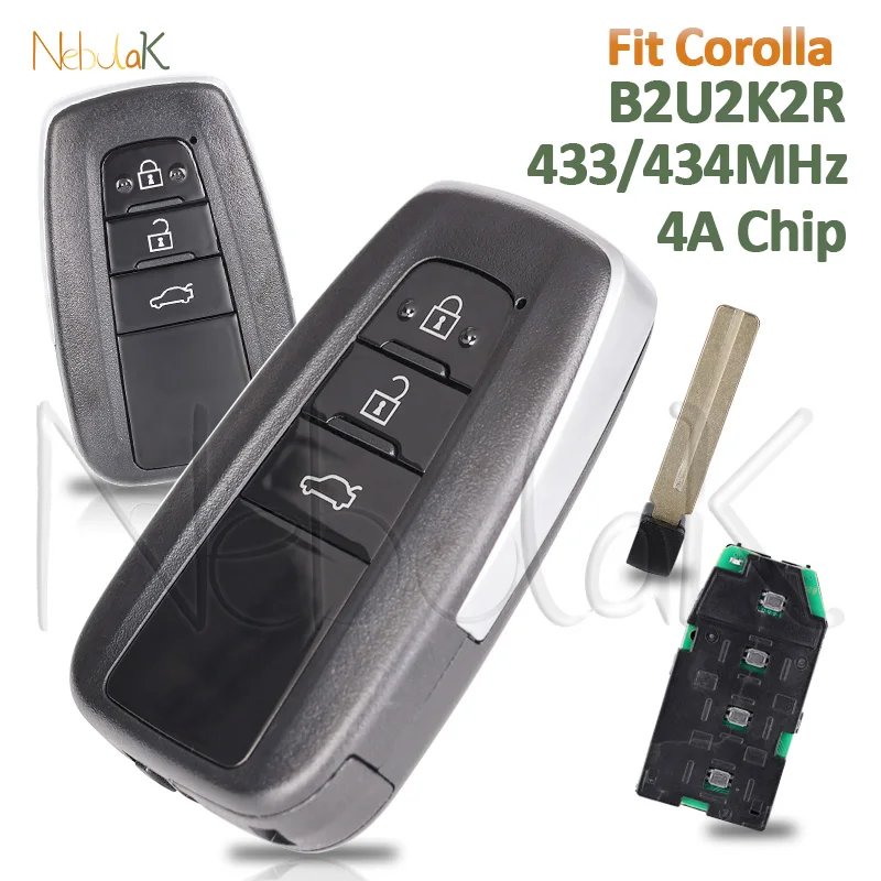 

Smart Card 433/434MHz For Toyota Corolla Cross 2018+ B2U2K2R 4A Chip HITAG AES NCF29A1M 8990H-02050 Remote Fob Car Proximity Key