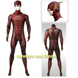 Flash Cosplay Costumes Spandex Zentai Jumpsuits With Latex Mask Tights Bodysuits For Halloween