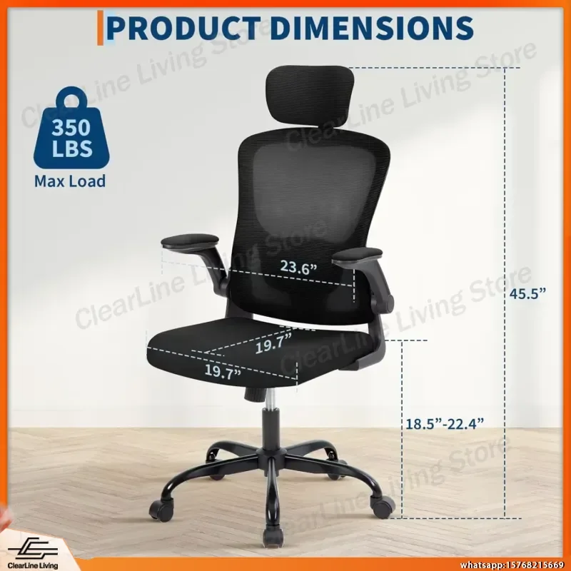 

Ergonomic Office Chair High Back Mesh Computer Desk Chair with Adjustable Headrest Lumbar Support Seat Height Rotation 360