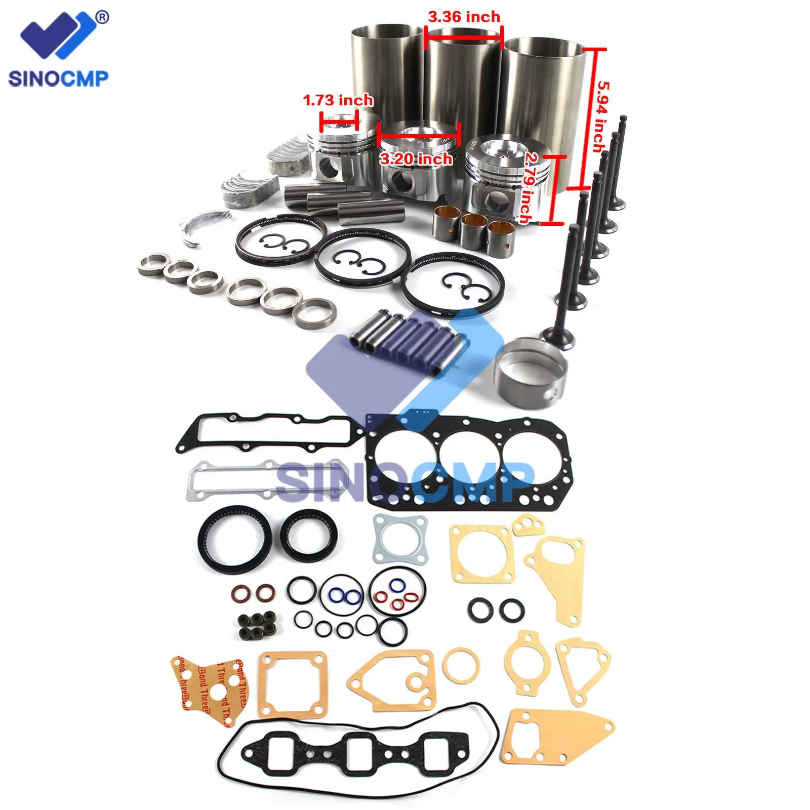 

3TNE82 3TNE82A 3D82E Engine Rebuild Kit For Yanmar Engine Piston Gasket Bearing Ring SK30SR-3 VIO30-2 VIO35-2