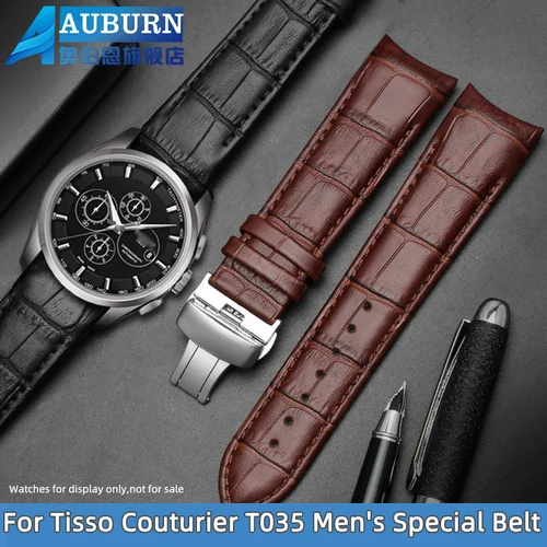 Correa de cuero para reloj Tissot 1853 para hombre, pulsera de cuero, correa de arco, accesorios Tissot, serie Couturier T035627A T035407A, 23mm