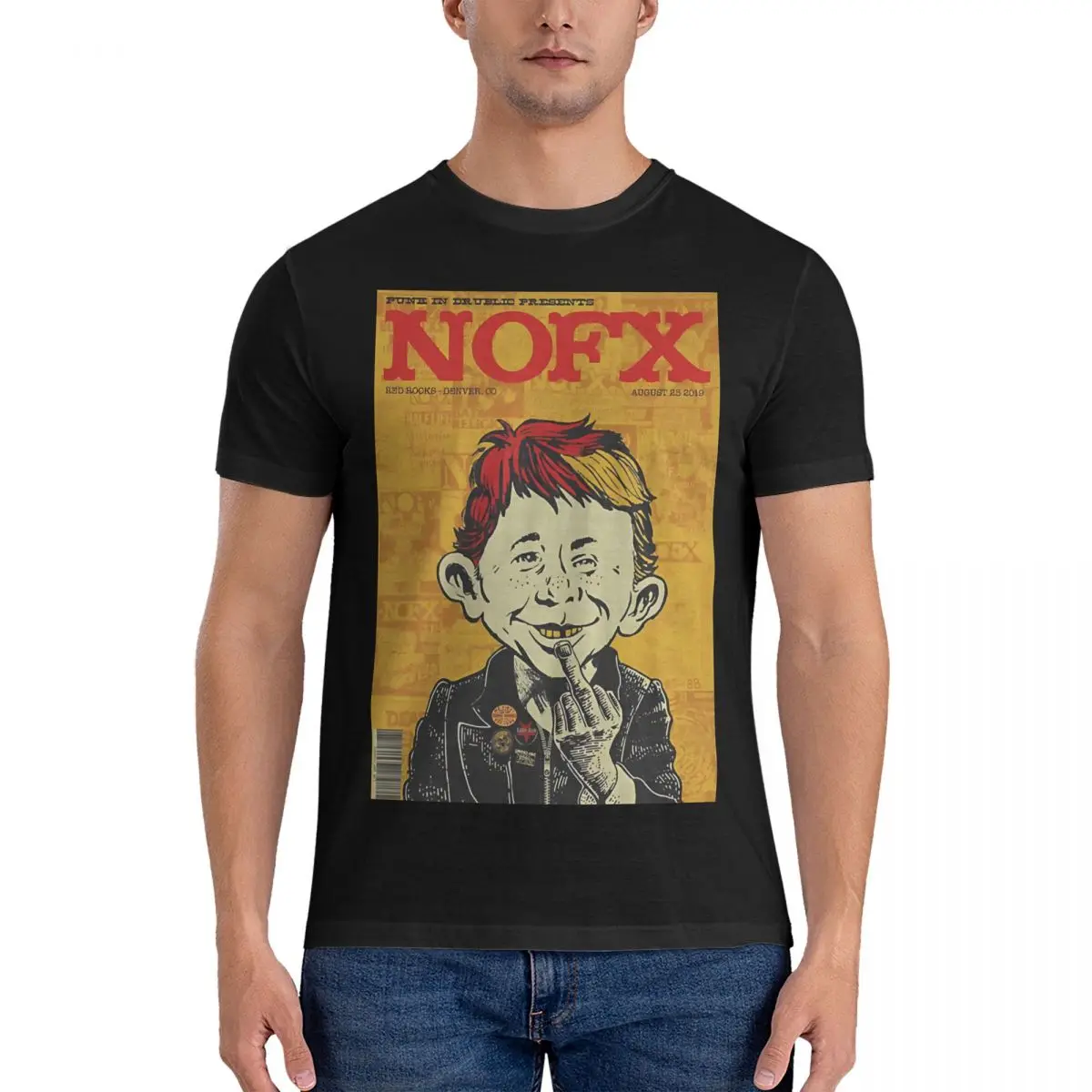 Novelty Nofx Punk In Drublic_1 T-Shirts for Men Crew Neck 100% Cotton T Shirts NOFX Band Short Sleeve Tees Printed Clothes