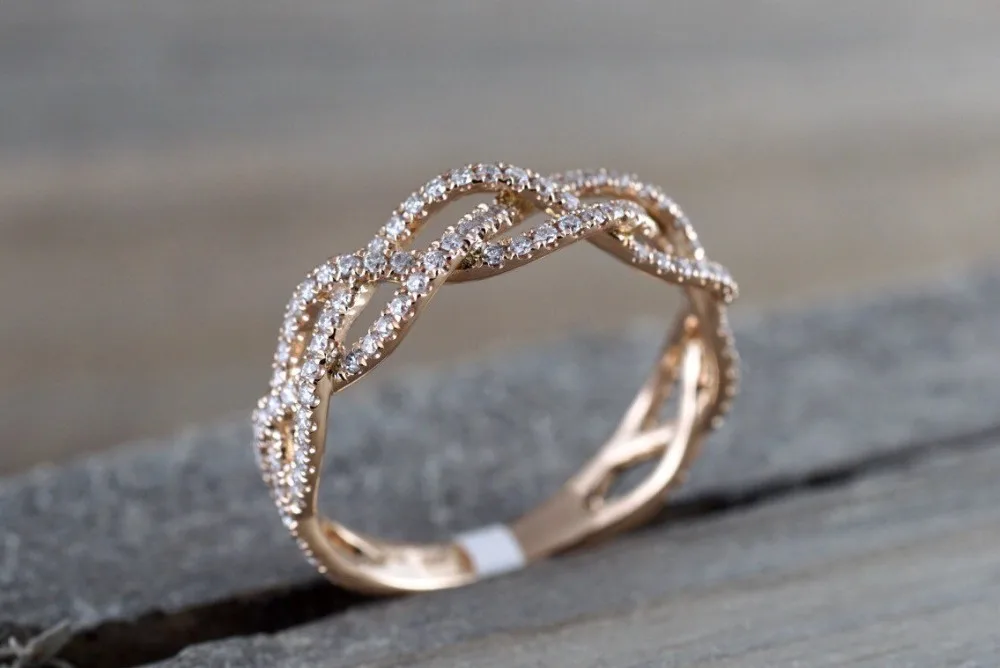 Sparkling Female Infinity Endless Love Heart Rings for Women Lover Rose Gold Plated Fashion Wedding Jewelry Ring Full Sizes
