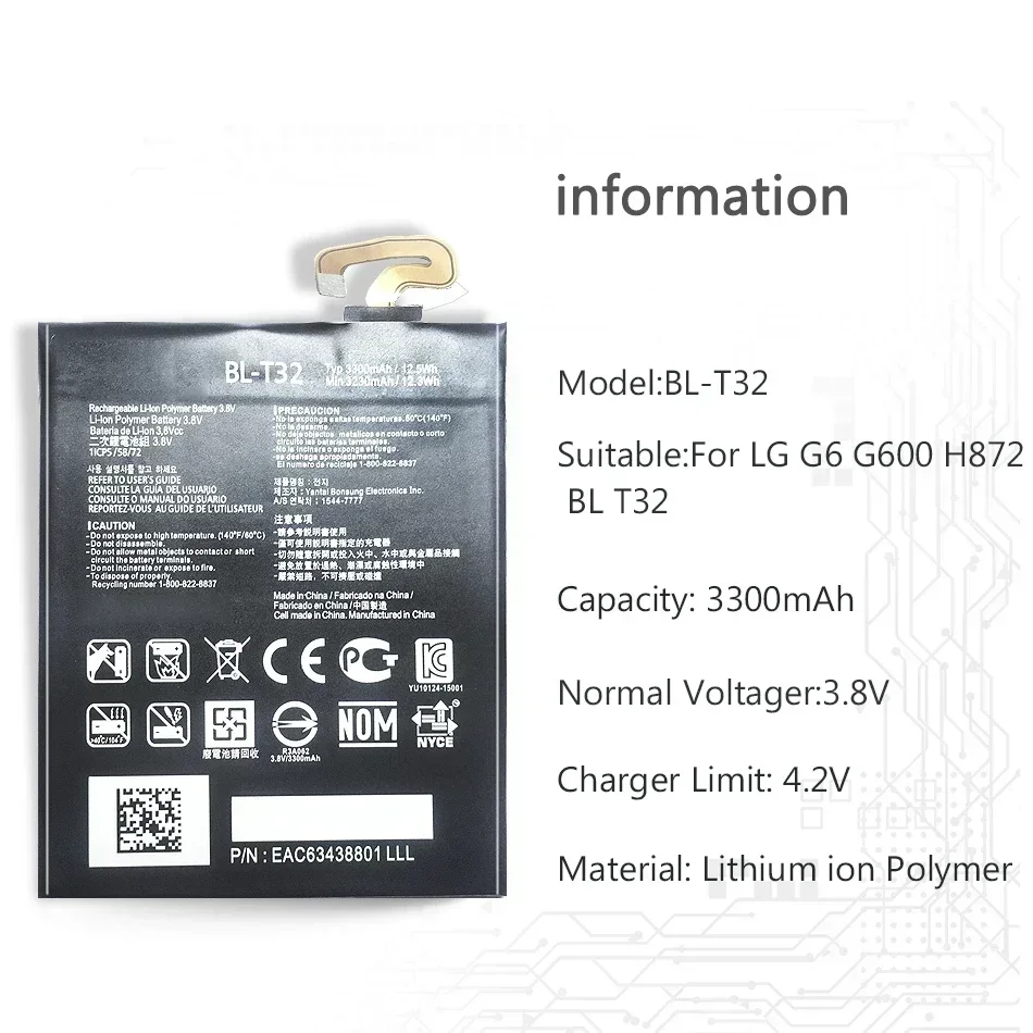 BL-42D1F BL-49SF BL-51YF BL-T32 BL-T39 BL T41/T8 Battery For LG G G4 G4C G4S G5 G6 G7 G8 ThinQ Flex H820 H735T F500S VS988 G710