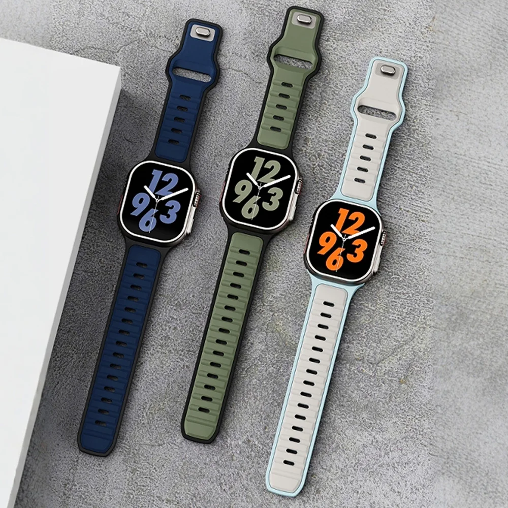 Cinturini in silicone di design per cinturino Apple Watch ultra2 49mm Serie 10 46mm NUOVO braccialetto sportivo per iwatch 9 8 7 6 5 SE 42mm-45mm 44mm