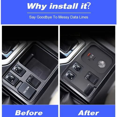 Imagen 2 del producto Para Toyota Land Cruiser Prado 150 (2010-2017) Cargador de coche inalámbrico-Adaptador de panel de teléfono móvil de carga rápida |   Piezas interiores