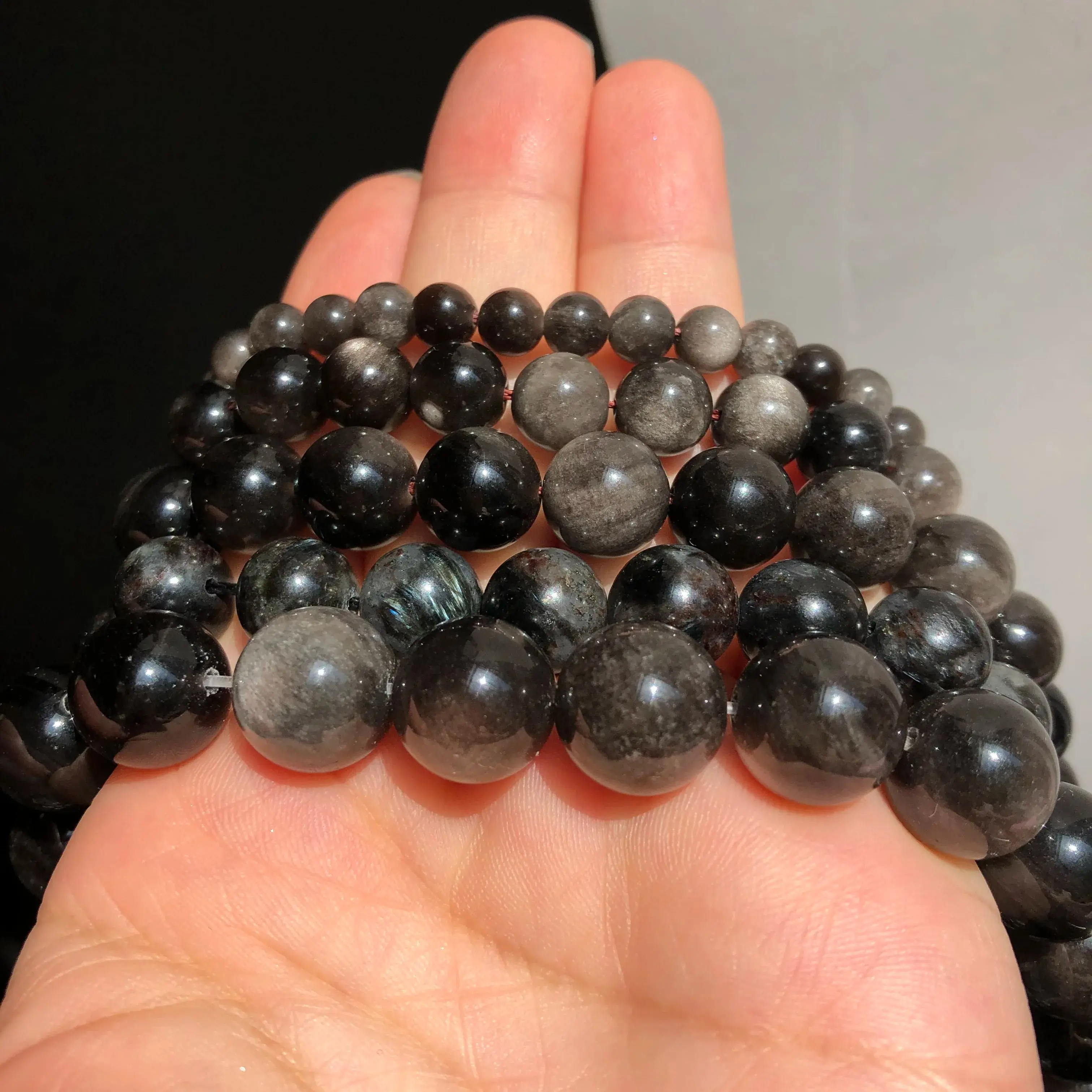 Natural Stone Black Flash Obsidian High Quality 6/8/10/12mm Beads Loose Spacer Beads For Jewelry Making DIY Bracelet Necklace