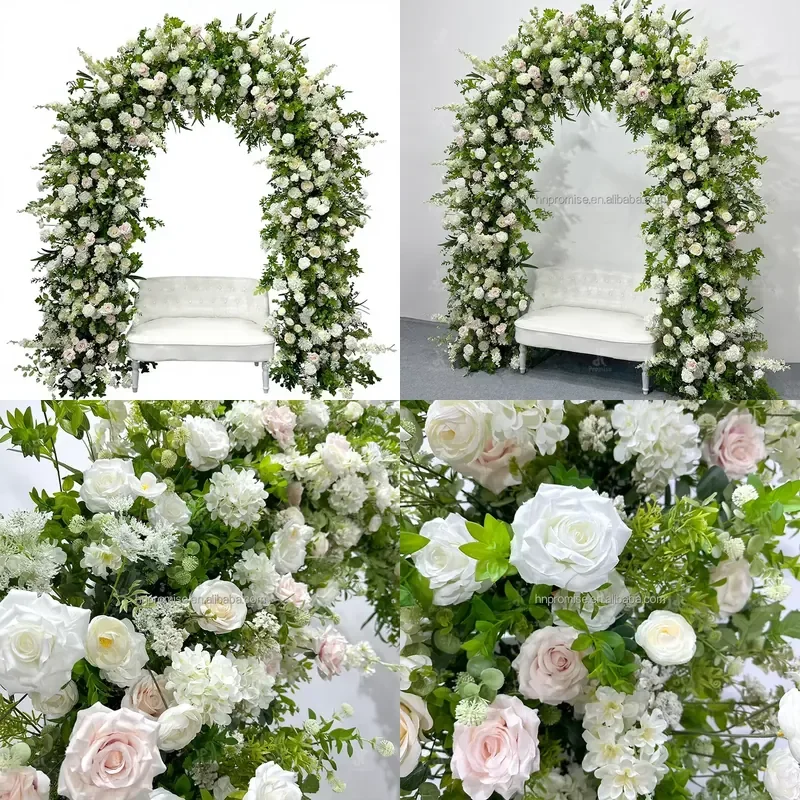 for Wedding Event Party Decoration Green and White Rose Arch Flower Arch