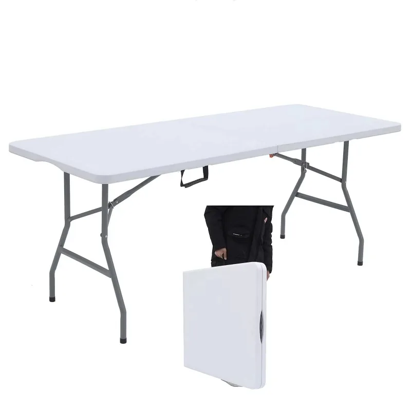 Factory Outdoor Furniture High Quality Lightweight Folding Rectangular Picnic Portable 6ft Wedding Banquet Trestle Plastic Table