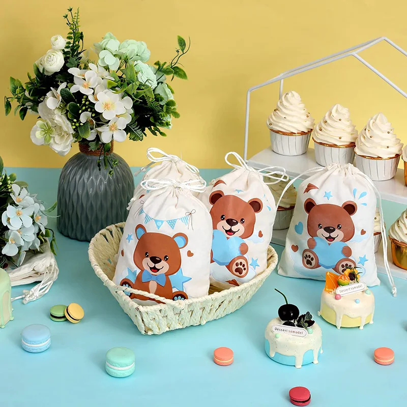 5 Stuks Teddybeer Snoep Cadeau Zakjes Kid Jongen Meisje 1e 2e 3e Verjaardagsfeestje Baby Shower Geslacht Onthullen Tafel Middelpunt Decoratie