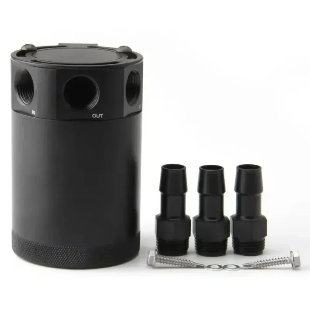 

Universal Air Oil Separator Car 2-Port/3-Port Oil Catch Can with Breathing Filter and Oil Drain Valve Filter Fuel Line