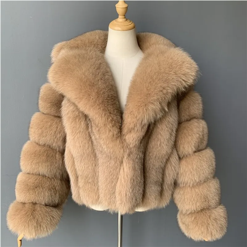 Cross-border European and American fur jacket imitation fox hair women's clothing 2023 autumn and winter imitation  suit collar