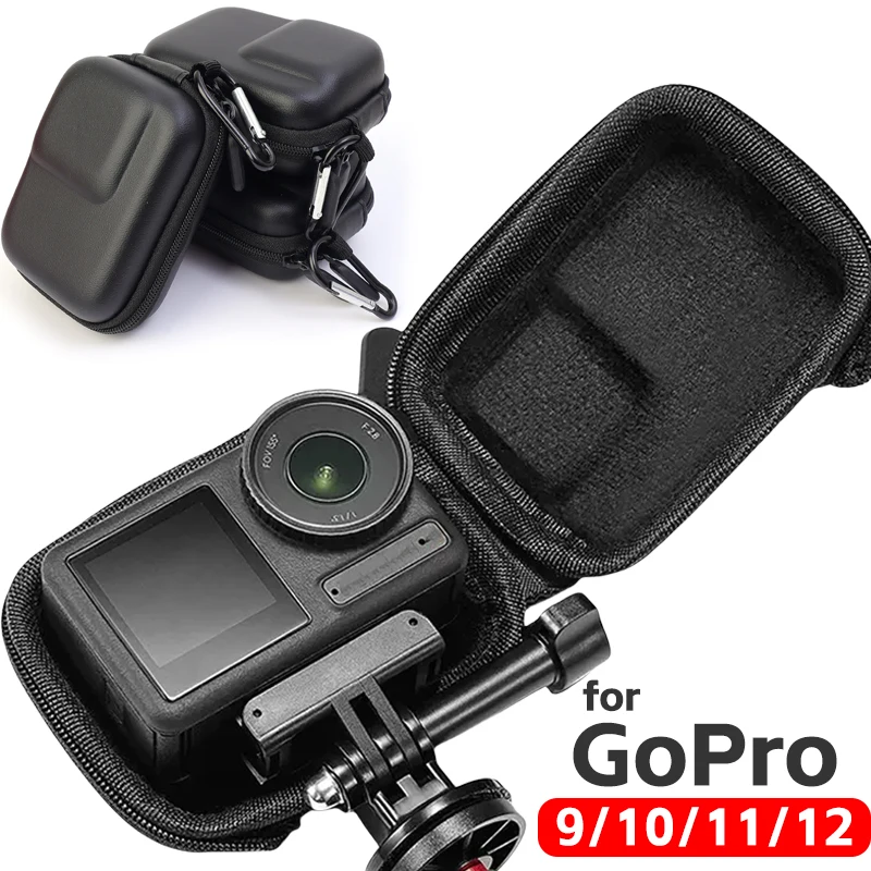 For GoPro Hero  9 10 11 12 Storage Case Portable Carrying Bag with Hook Protective EVA Case for DJI Action4/3 Accessories Shell