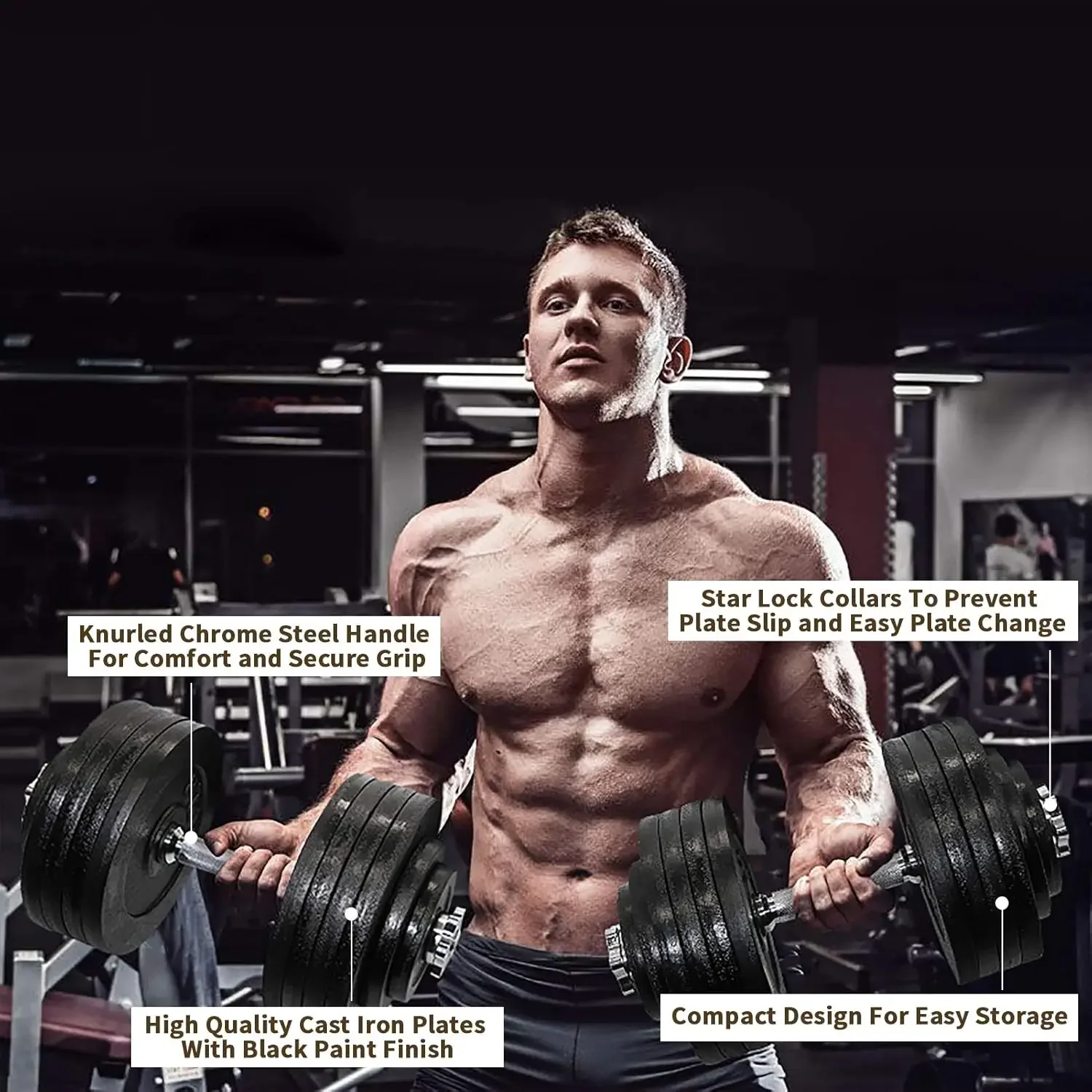Adjustable Dumbbell Set 200lb 5