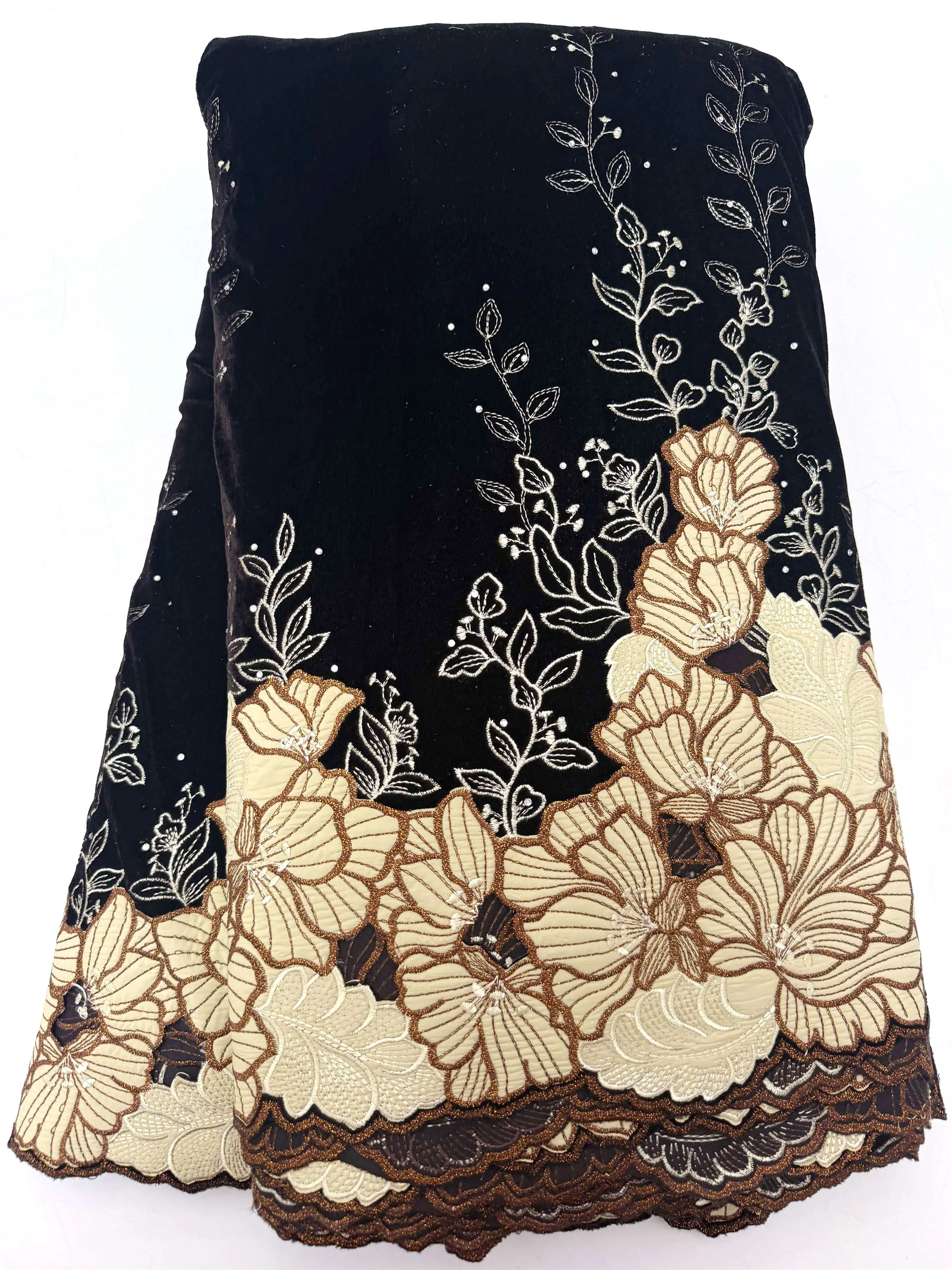Sewing Velvet Fabric - Salouva 2026, czarna, nigeryjska tkanina z