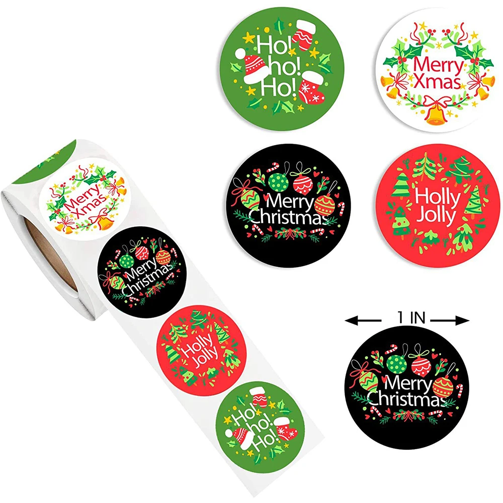 50-500Pcs 1inch Christmas Holiday Decor Sealing Label for Small Business Packaging Gift Decor Christmas Tree Candy Stickers