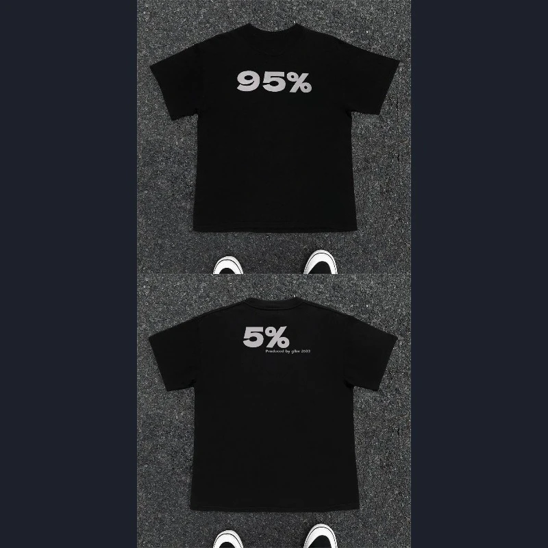 

95% + 5% Printed Cotton Short-sleeved T-shirt Men's Trendy Brand Summer Round Neck Half-sleeved Large Size Loose Casual Top