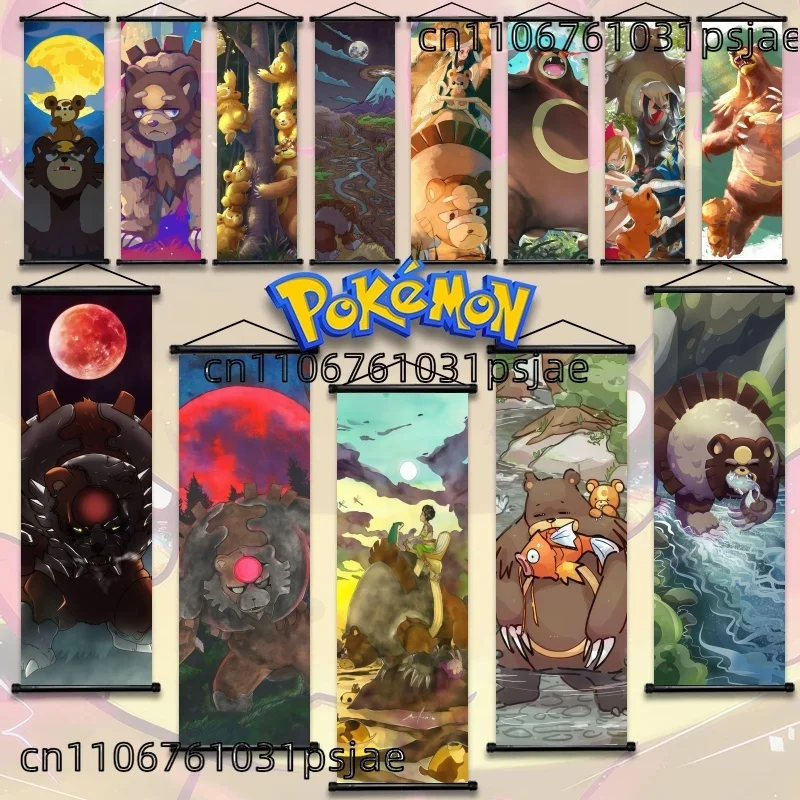 

Ursaluna Scroll Decor, Hi - Qual., Show in Hisuian Wilderness & Moonlit Scenes, Fr Pokémon - Themed Room Decor with Rustic Charm