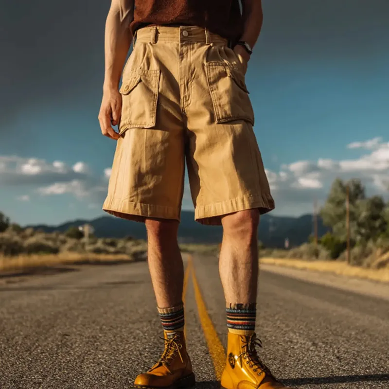 

2026 Men's Casual Outdoor Sports Style Shorts Multi-pocket Loose Spring and Summer Half Tube Pants