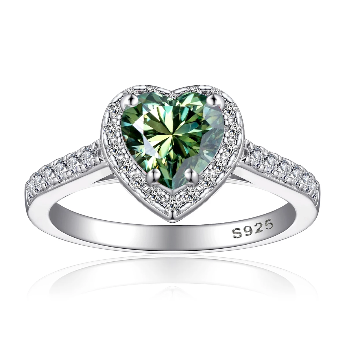 

Luomansi 1CT Кольцо с зеленым муассанитом в форме сердца и сертификатом 100% - Серебряные ювелирные изделия S925, подарок на годовщину вечеринки