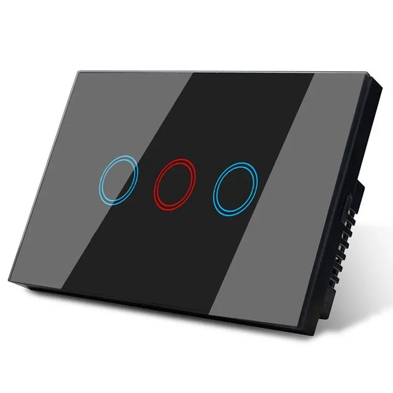 

Mar.Glass Touch Power Switches Wifi Smart Wall Light Switch Wireless Voice Remote Tuya Alexa Google Home 3-Gang