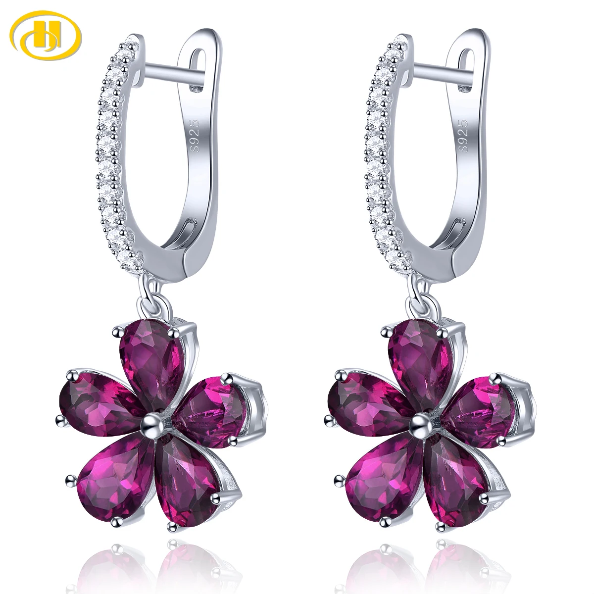 Stock Clearance Natural Rhodolite Garnet 925 Silver Drop Earrings Genuine Gemstone Special Style Fine Jewelry for Daily Jewelry