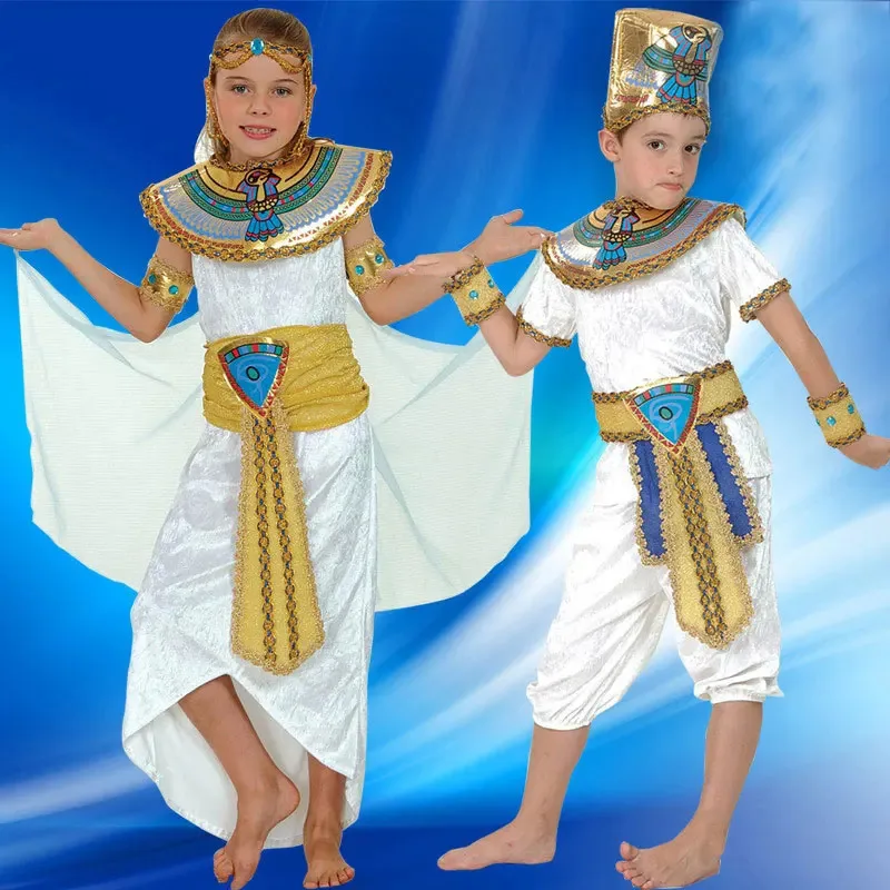 Halloween Costumes Boy Girl Ancient Egypt Egyptian Pharaoh Cleopatra Prince Princess Costume for Children Kids Cosplay