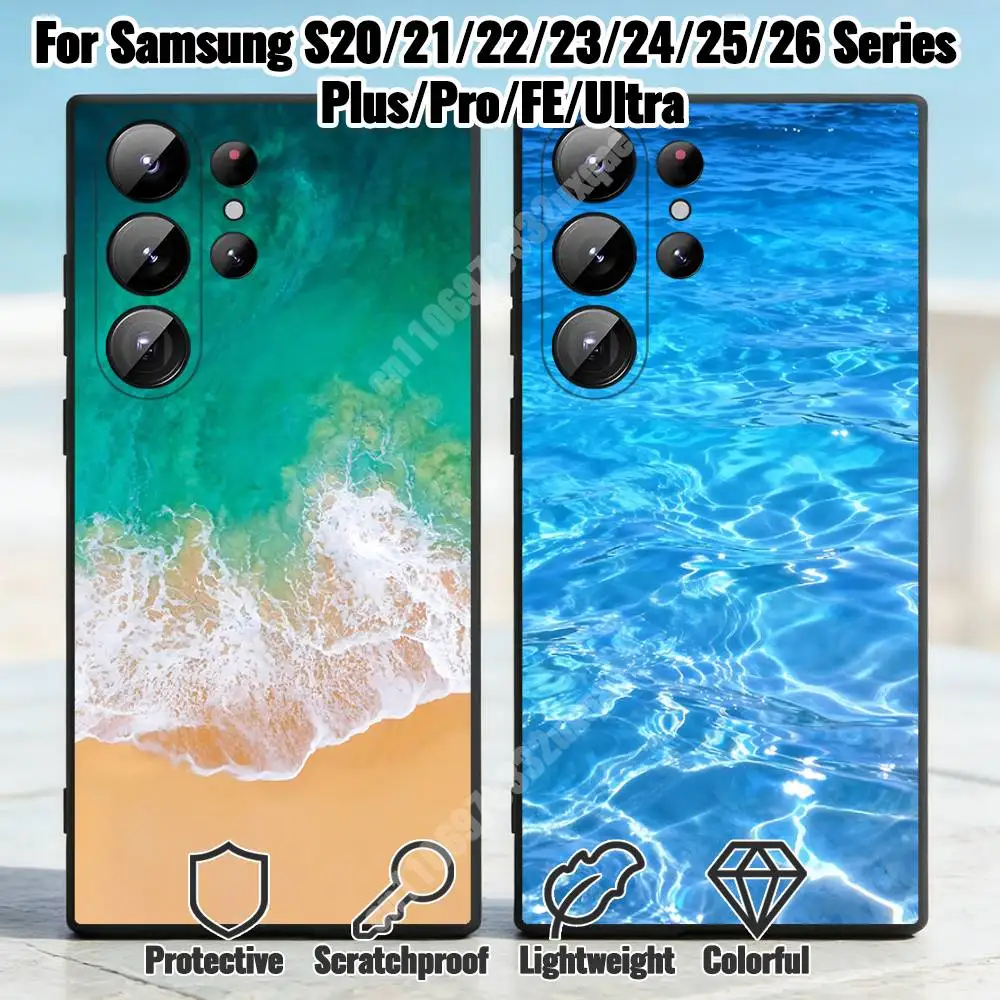 Blue Ocean Water Waves Phone Case for Samsung Galaxy S21 22 23 S24 25 26 Ultra Plus FE Lite Silicone Bumper