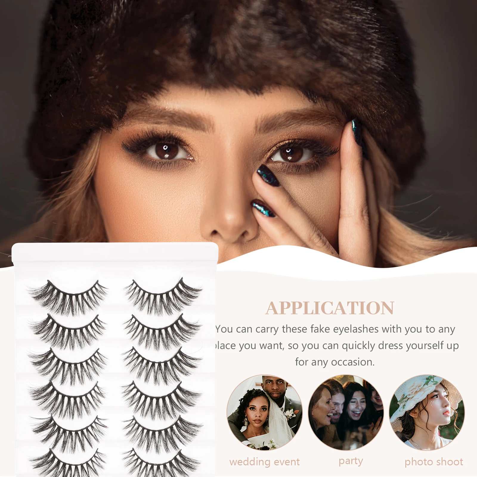 

8 Pairs Fake Eyelashes Woman Makeup False Chemical Fiber Natural for Women