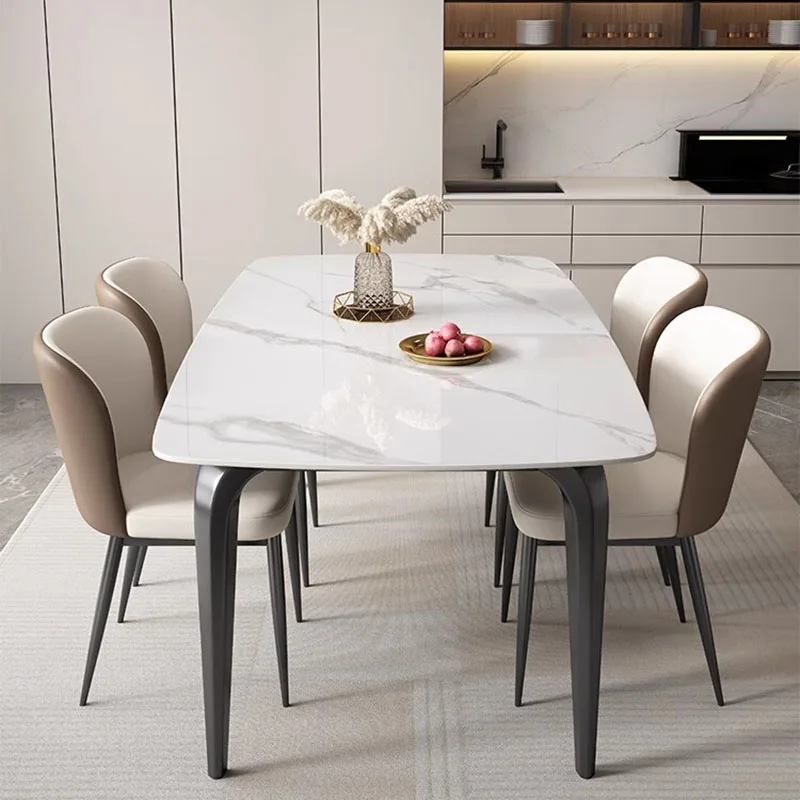 Italy Modern Dining Table White Living 6 Seater Rectangle Dining Table Chaire Nordic Muebles Para El Hogar Kitchen Furniture