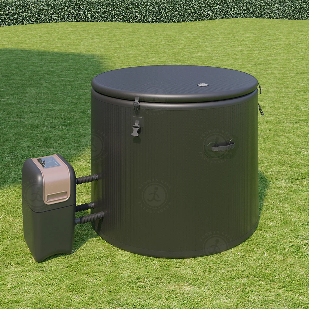 

STLF Custom 5cm Drop Stitch Round Inflatable Hot Tub Whirlpool Massage Pool With 130 Bubble Massage With Heater