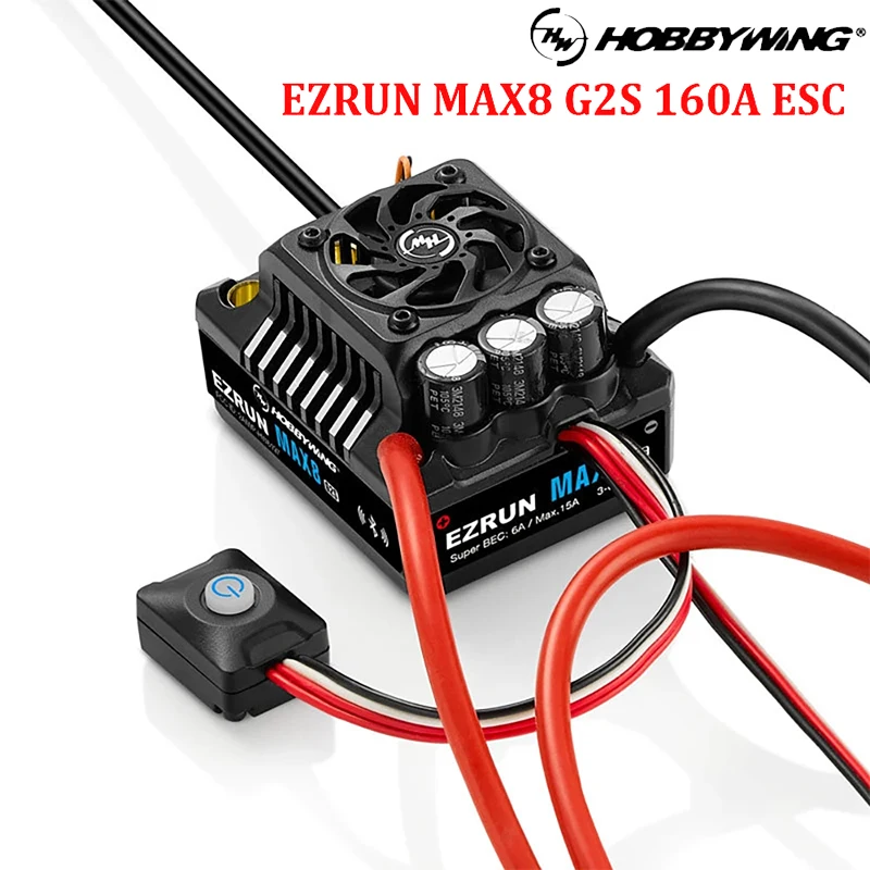 

Hobbywing EZRun MAX8 G2S 160A 3-6S Waterproof Sensored Brushless ESC 6A BEC Output For 1/10 1/8 RC Model Car Buggy RC