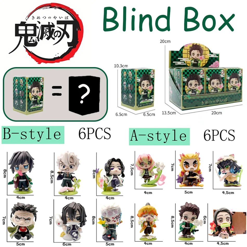 Caja Sorpresa con 1-12 Figuras de Anime de Demon Slayer, Tanjiro Kamado, Nezuko, Estatuilla Creativa Personalizada, Modelo de Adorno, Regalo Sorpresa