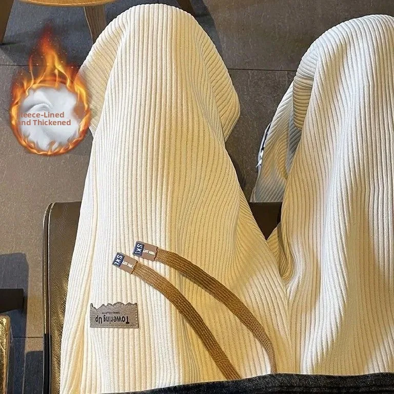 

Men's Casual Straight Leg Corduroy Sweatpants Thiened Fce Lined Loose Fit Autumn Winter New Sle Versatile Comfortable ...