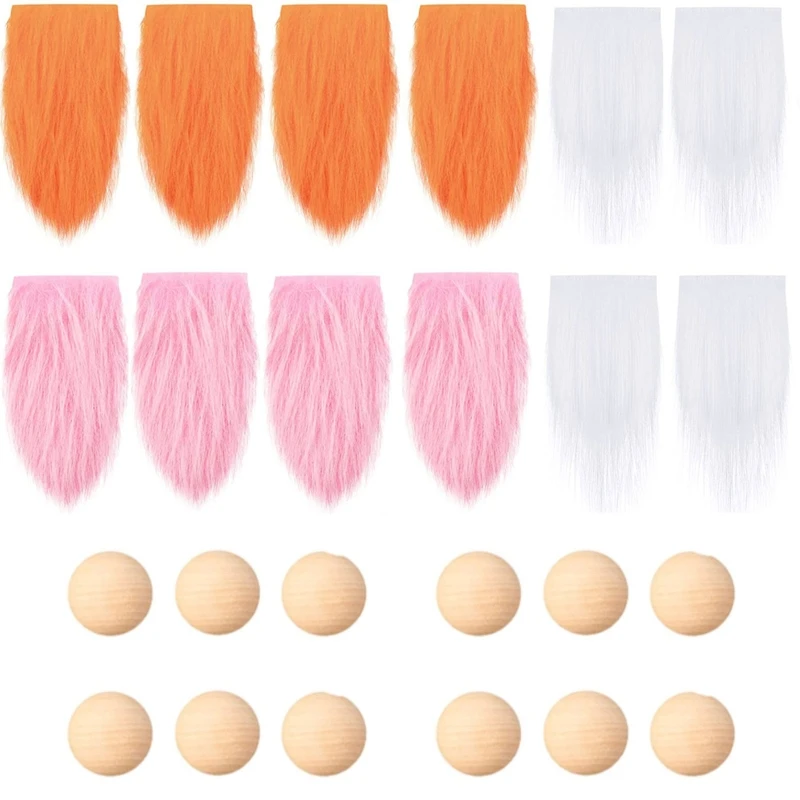 12Pcs Precut Gnome Beard with Wooden Balls DIY Gnome for Doll for Christmas St. Patrick's Day Gift Home Decor