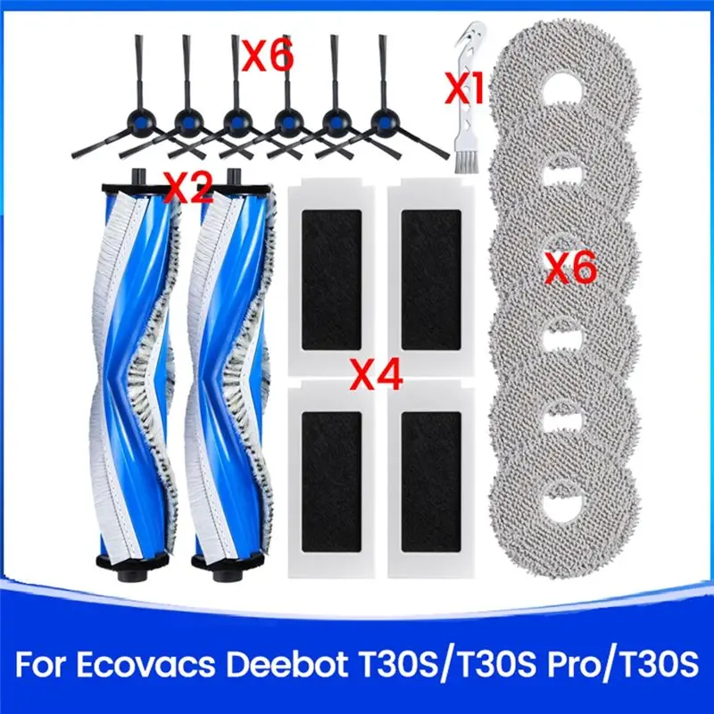 

A36T-Replacement Parts For ECOVACS DEEBOT T30S/T30S PRO/T30S AI Robot Vacuum Cleaner Main Side Brush Hepa Filter Mop Cloth